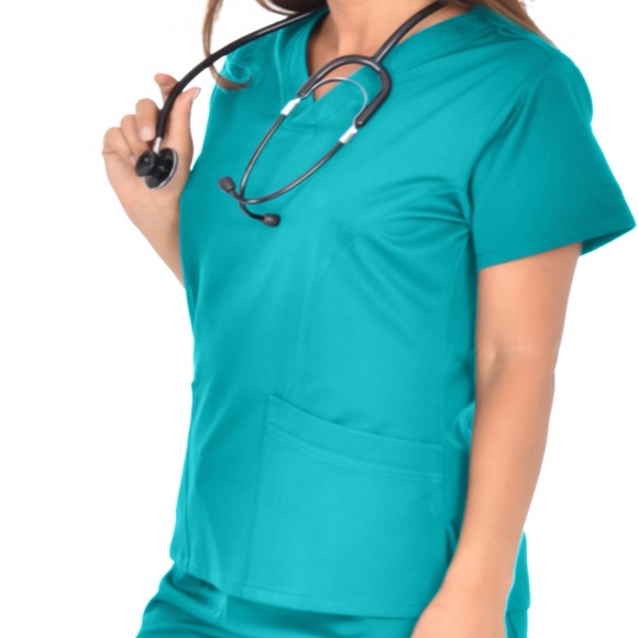 Mini Marilyn Teal 4 Way Stretch Scrub Top XS-XXL - Picture 2 of 6